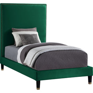 Meridian Harlie Green Velvet Twin Bed