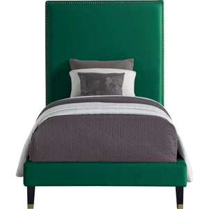 Meridian Harlie Green Velvet Twin Bed