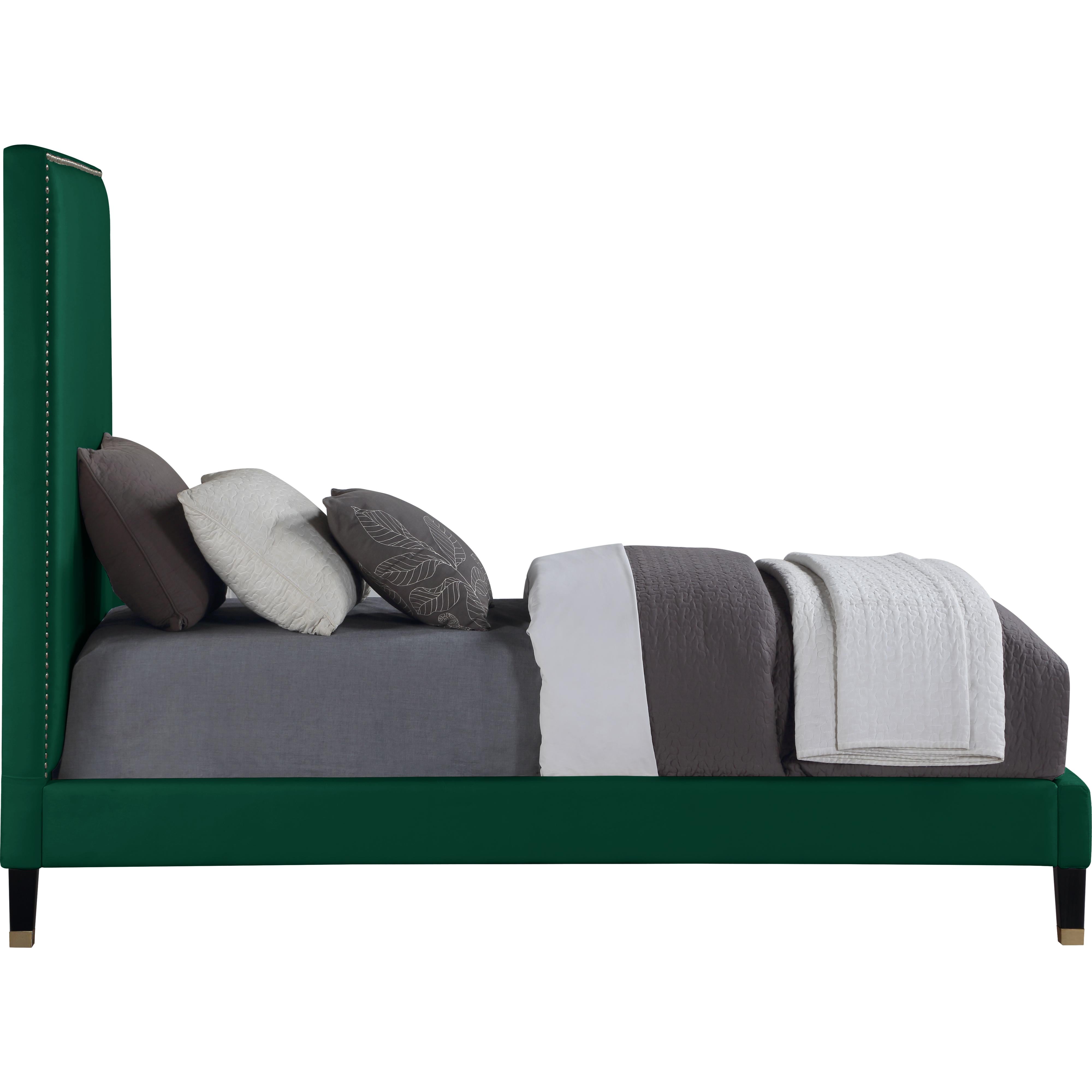 Meridian Harlie Green Velvet Twin Bed