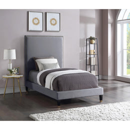Meridian Harlie Grey Velvet Twin Bed