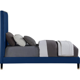 Meridian Harlie Navy Velvet Twin Bed