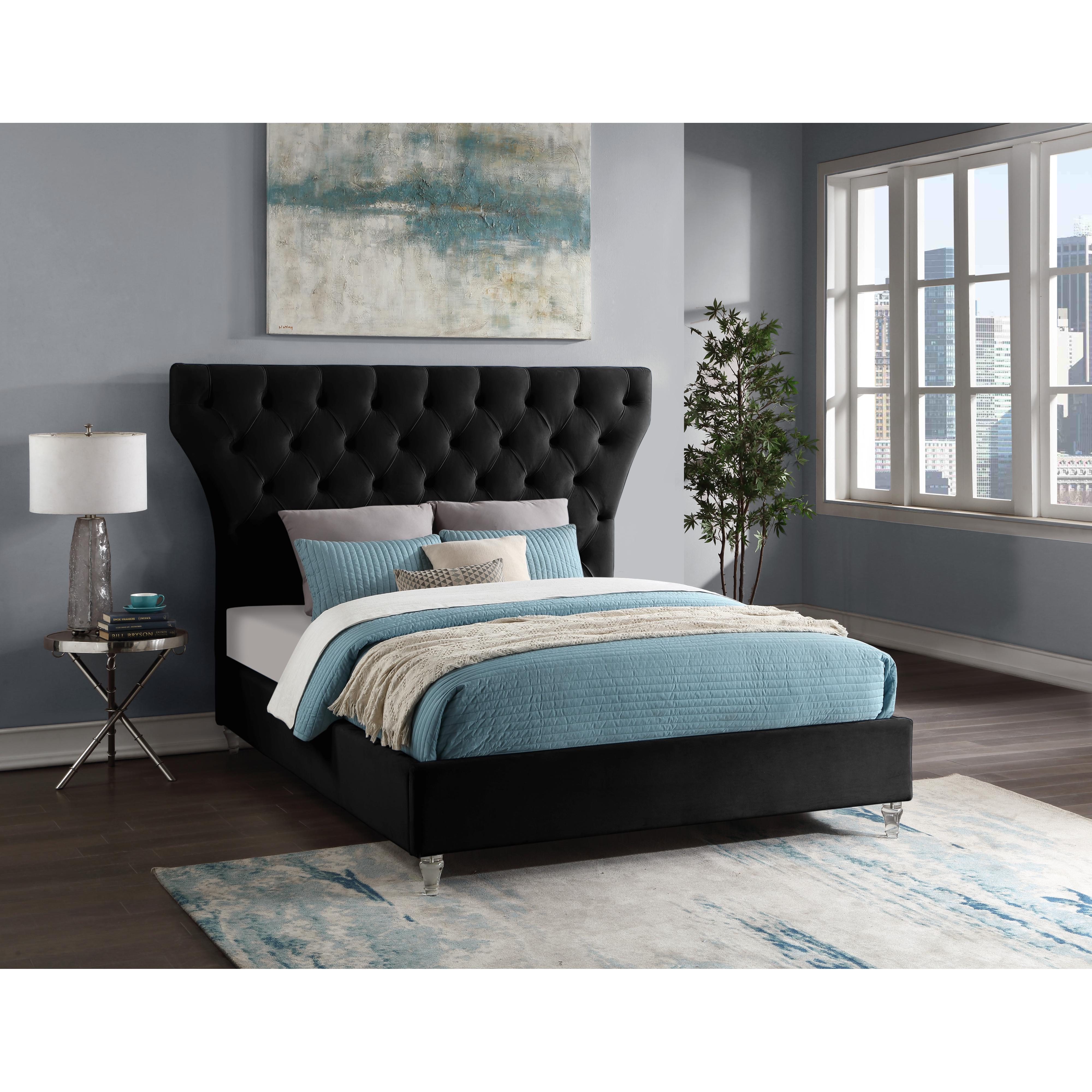 Meridian Kira Black Velvet King Bed