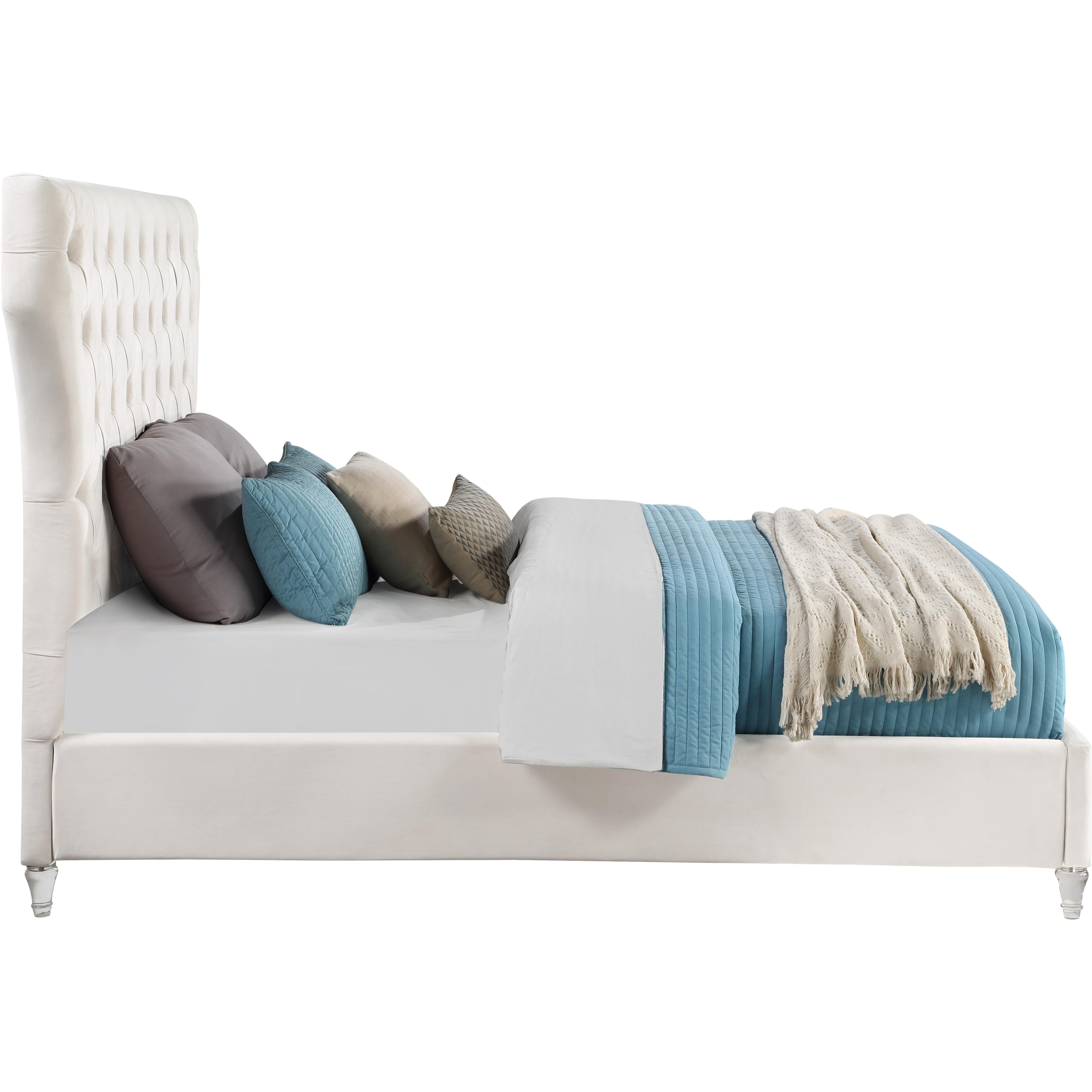 Meridian Kira Cream Velvet King Bed