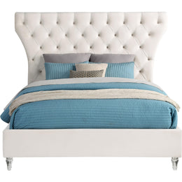 Meridian Kira Cream Velvet Queen Bed
