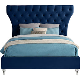 Meridian Kira Navy Velvet Queen Bed