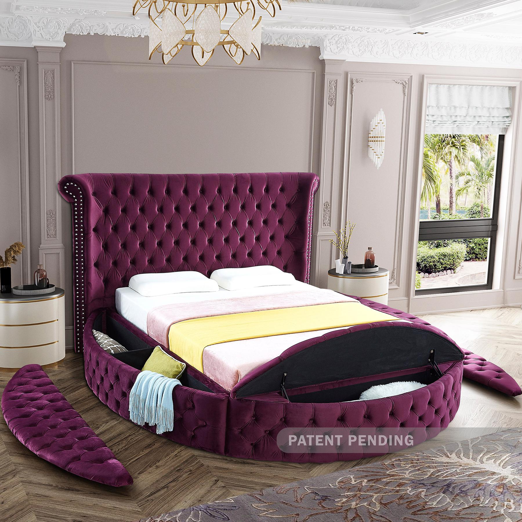 Meridian Luxus Purple Velvet Full Bed