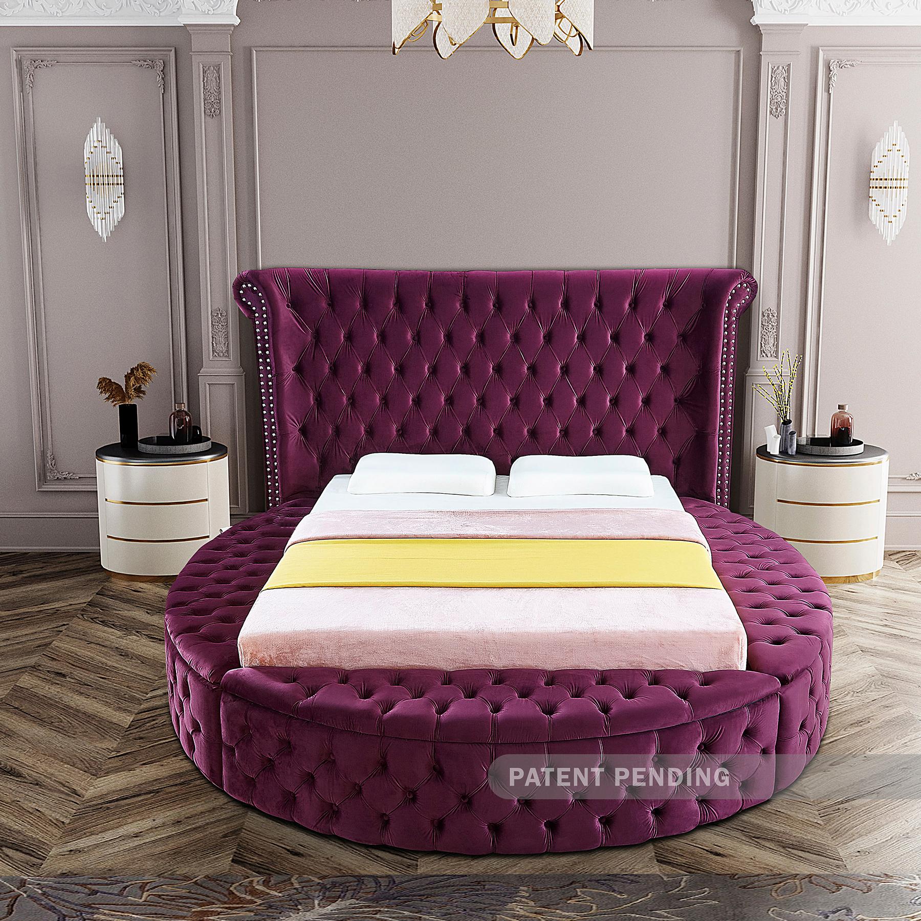 Meridian Luxus Purple Velvet Queen Bed