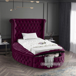 Meridian Luxus Purple Velvet Twin Bed