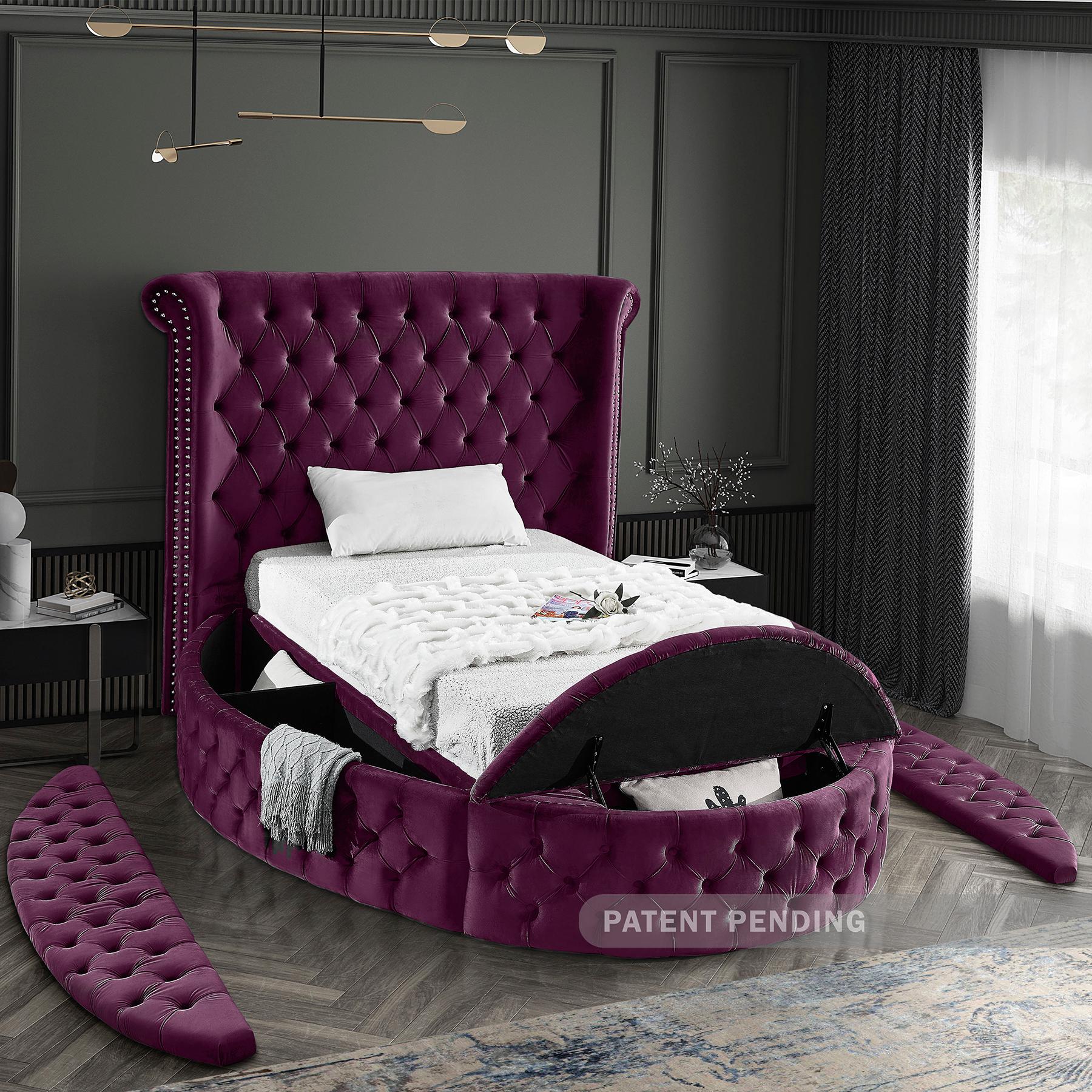 Meridian Luxus Purple Velvet Twin Bed