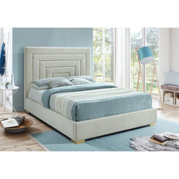 Meridian Nora Cream Velvet Full Bed