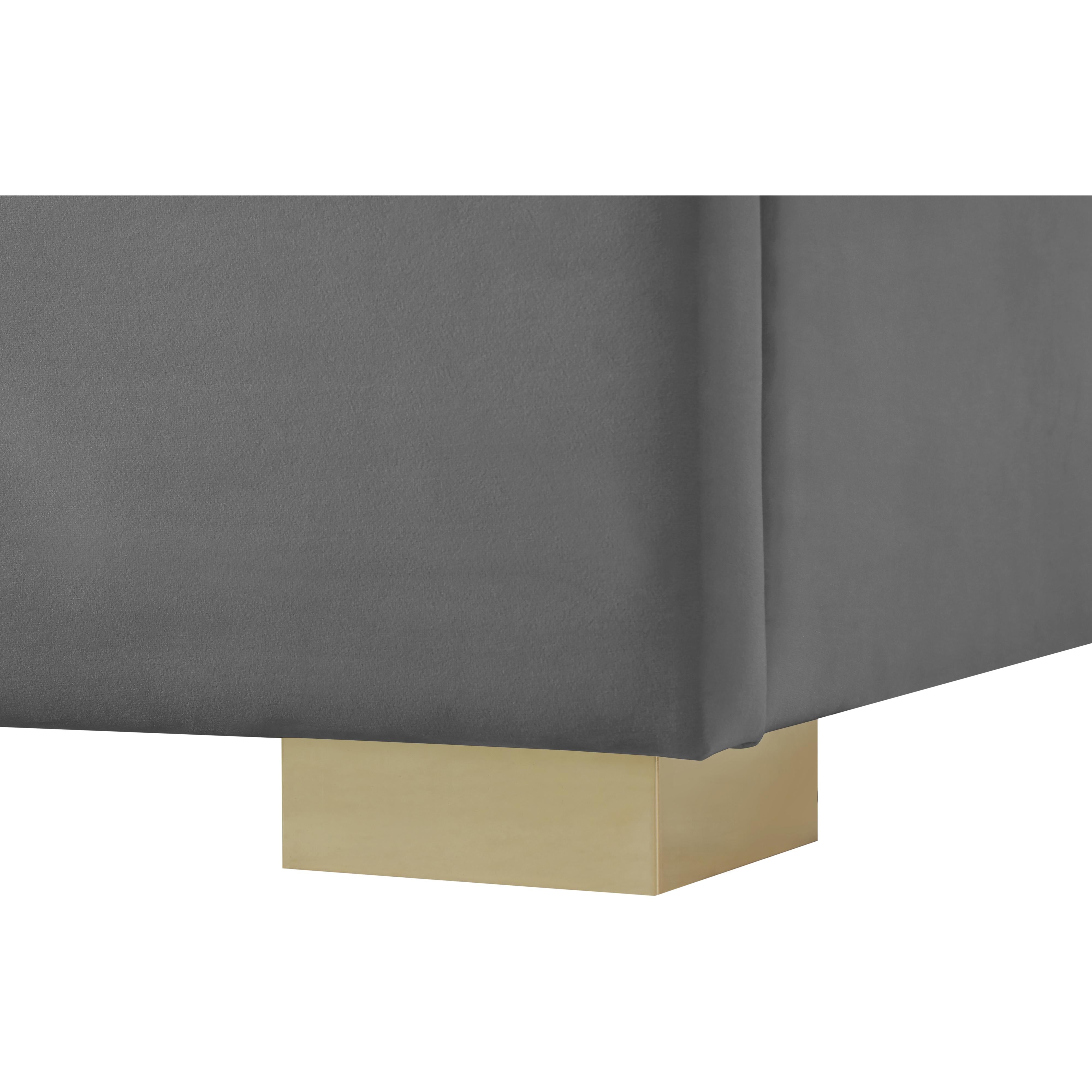 Meridian Nora Grey Velvet Full Bed