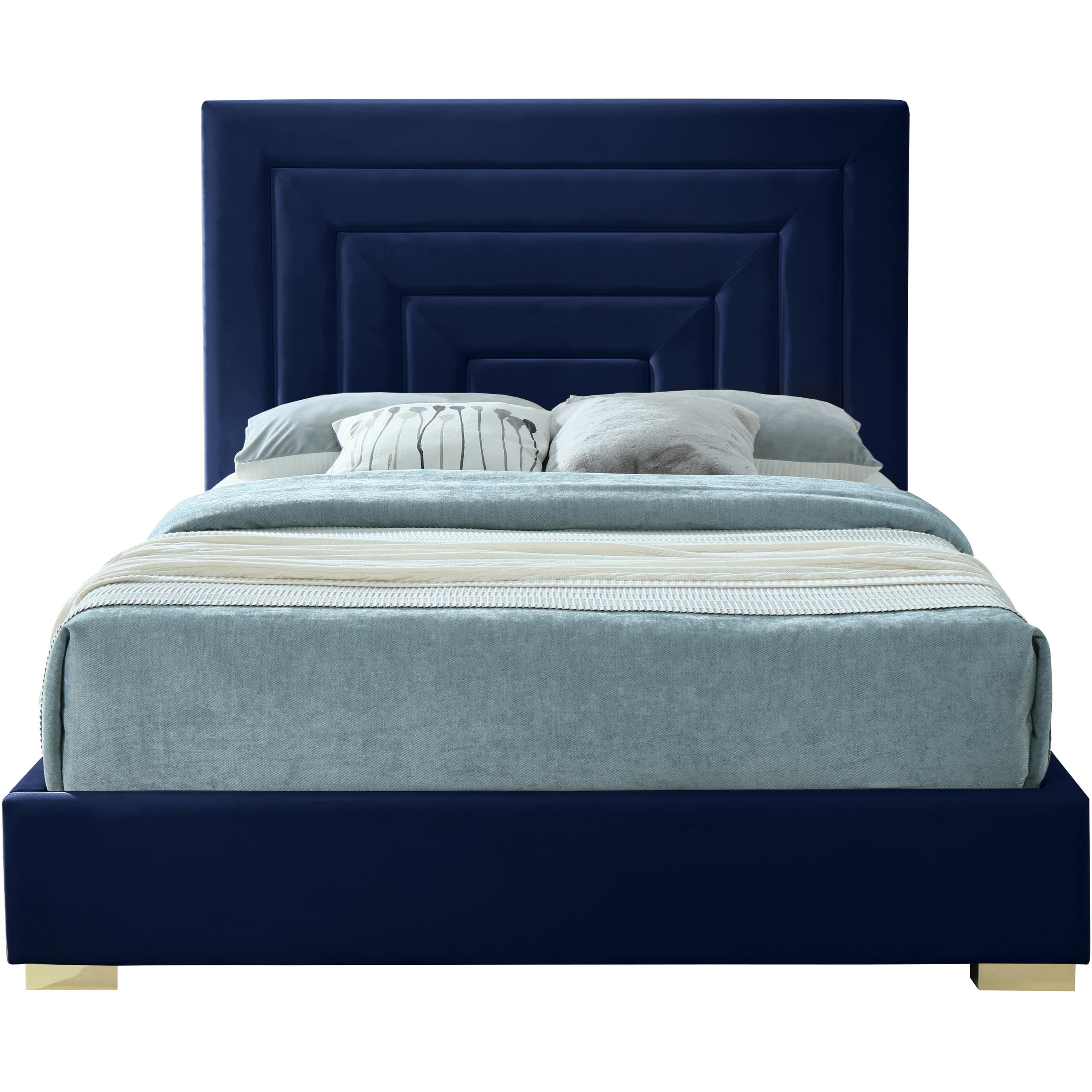 Meridian Nora Navy Velvet Full Bed