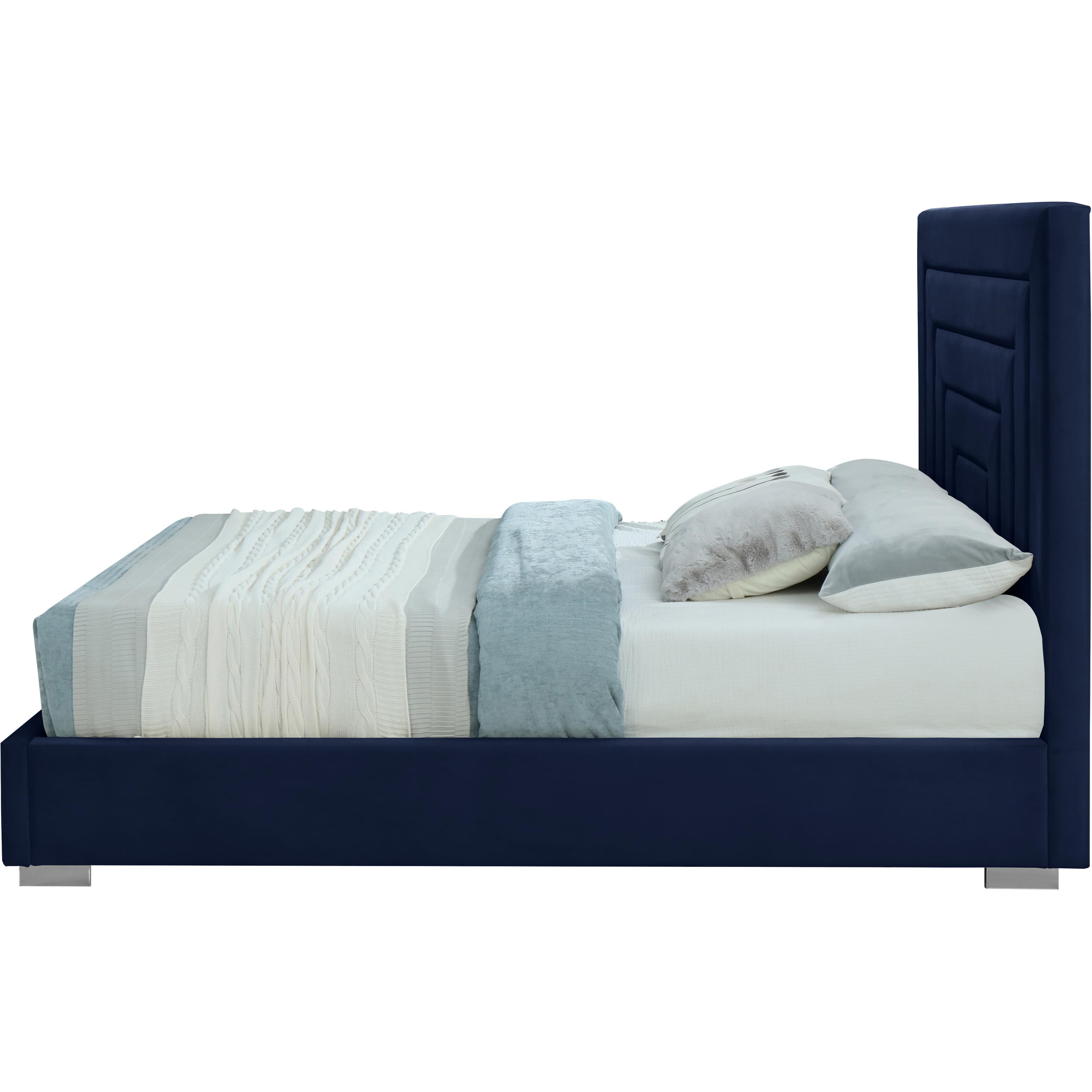 Meridian Nora Navy Velvet Full Bed