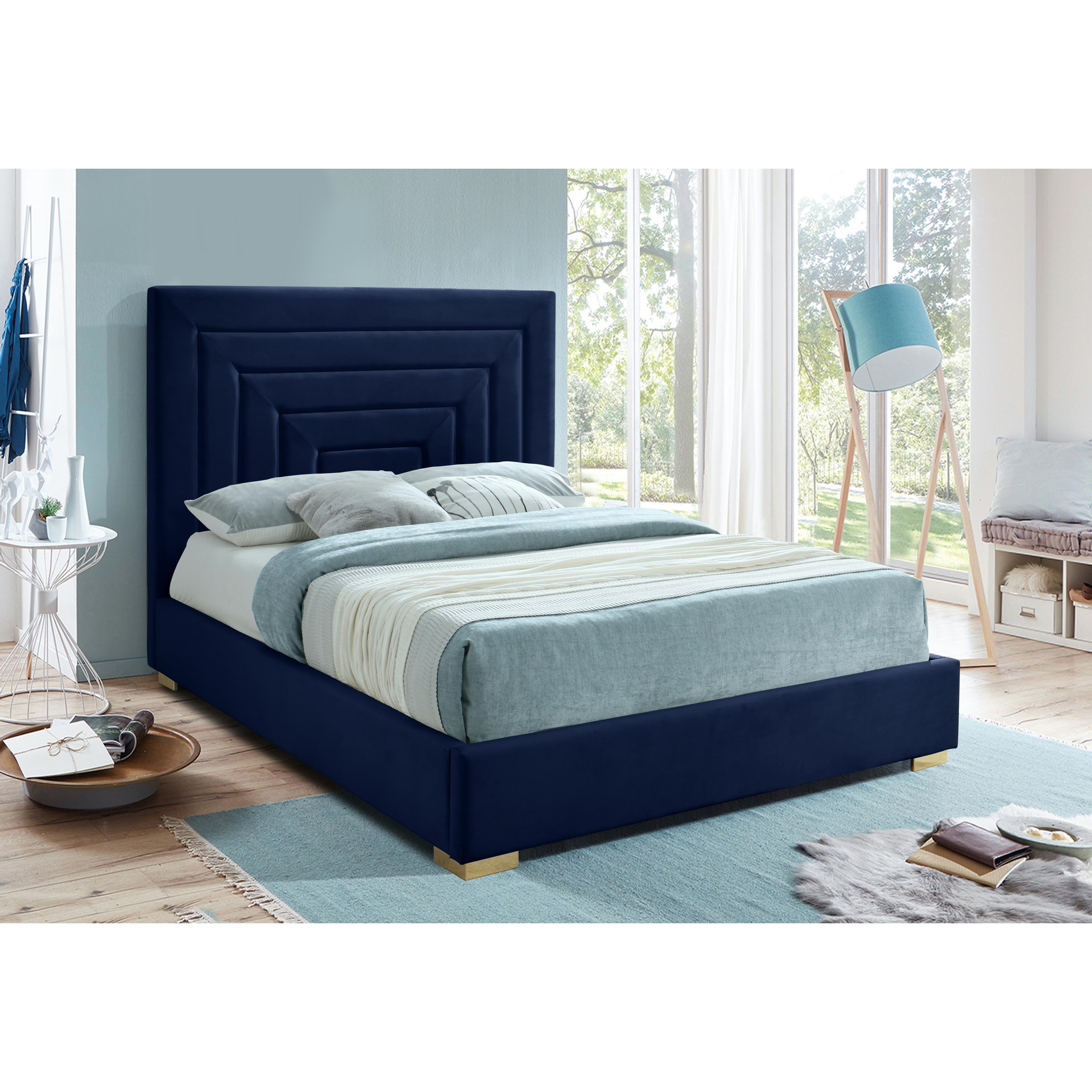 Meridian Nora Navy Velvet Full Bed