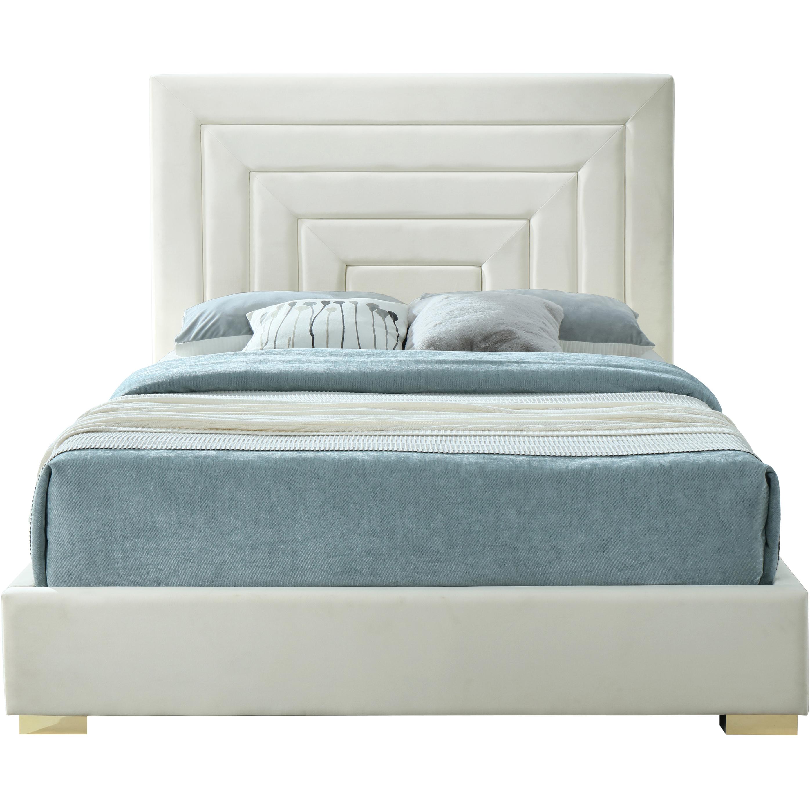 Meridian Nora Cream Velvet King Bed