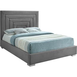 Meridian Nora Grey Velvet King Bed