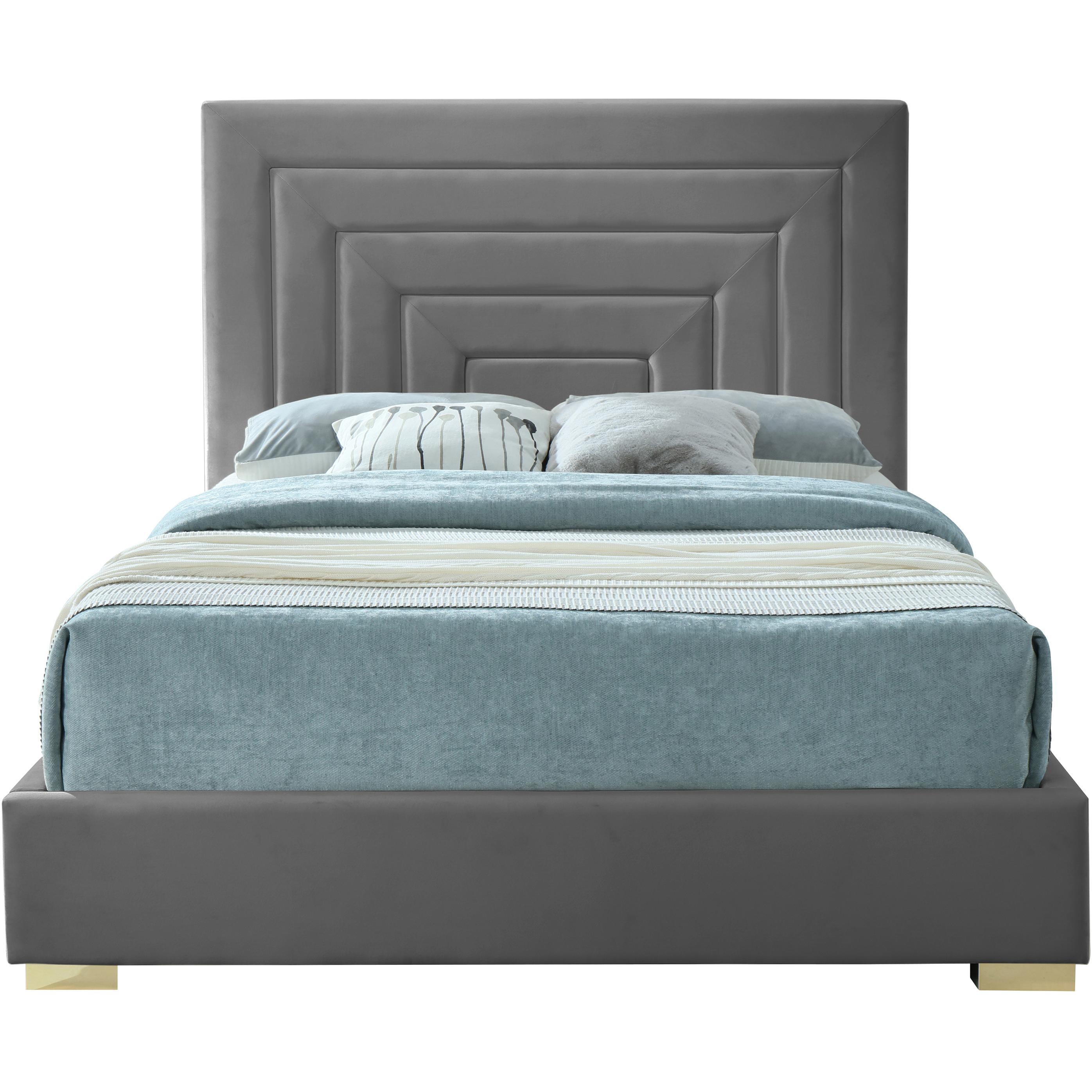 Meridian Nora Grey Velvet King Bed