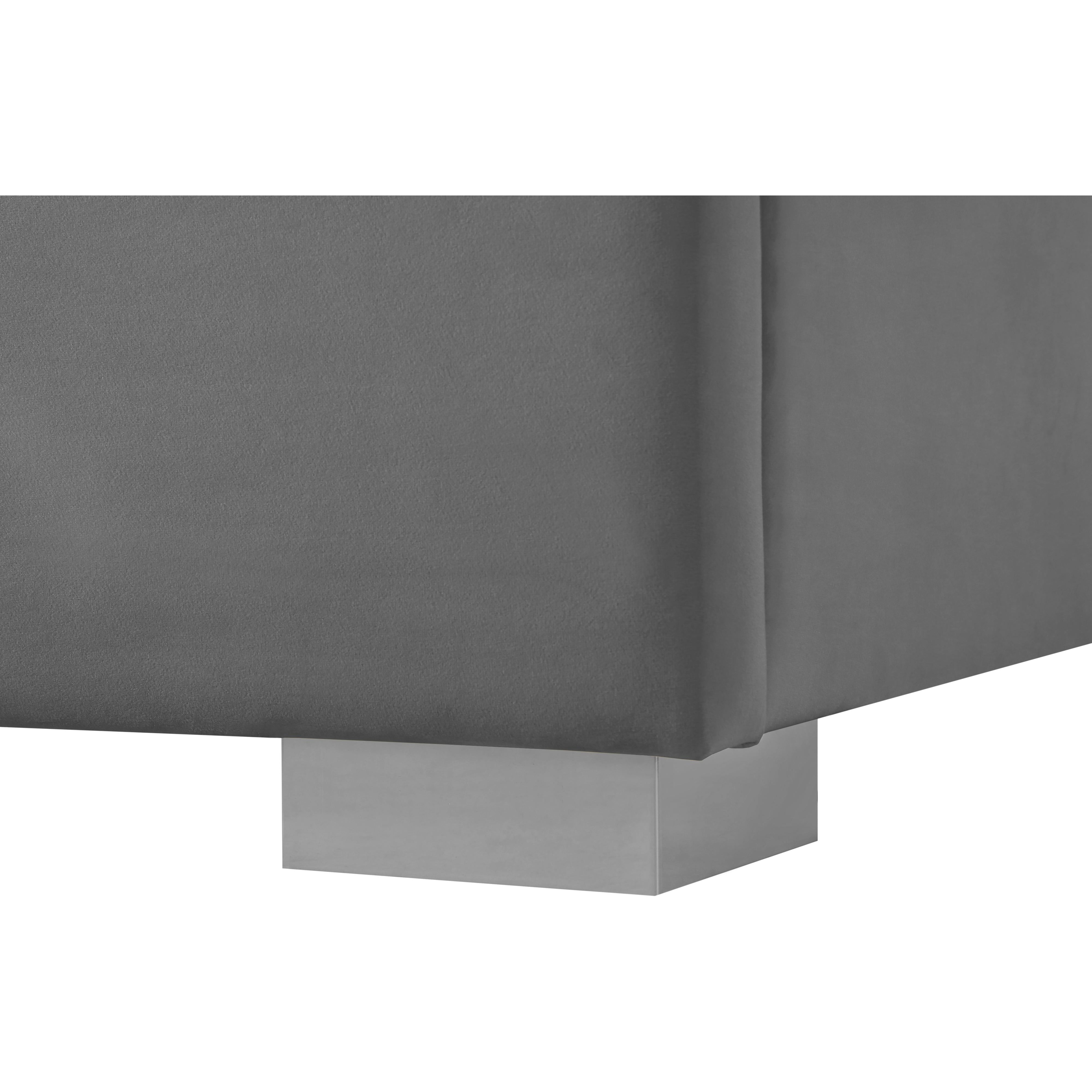 Meridian Nora Grey Velvet King Bed