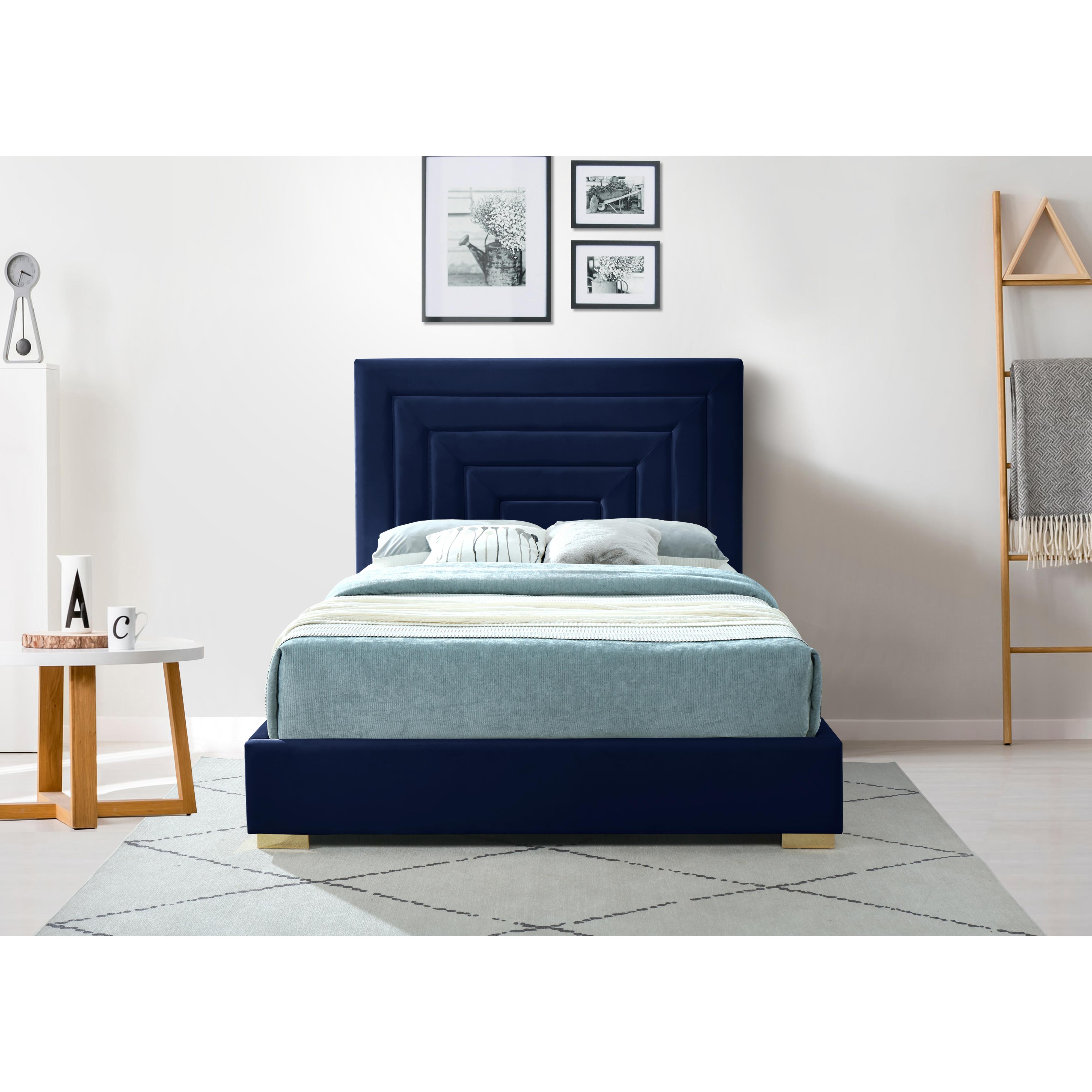 Meridian Nora Navy Velvet King Bed