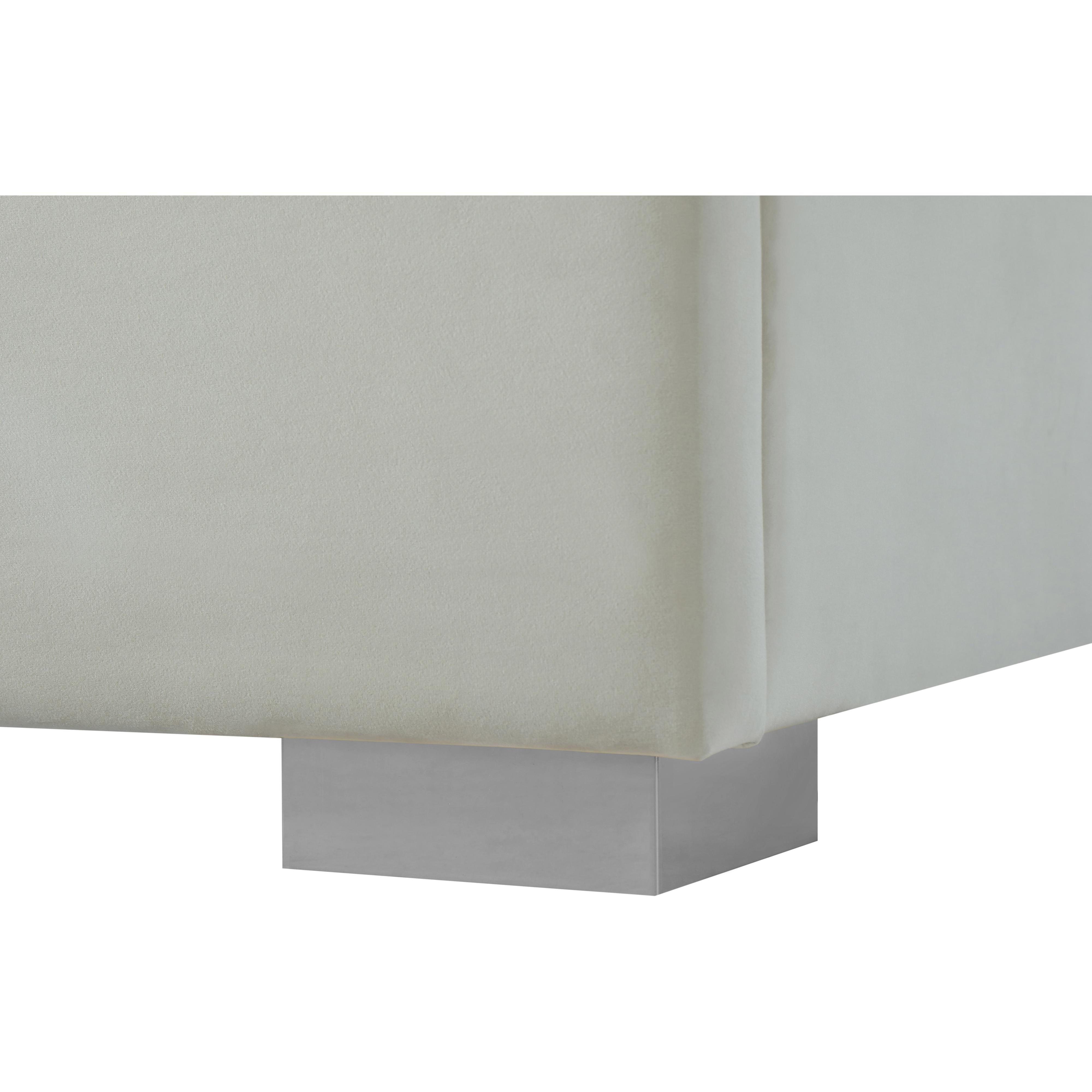 Meridian Nora Cream Velvet Queen Bed