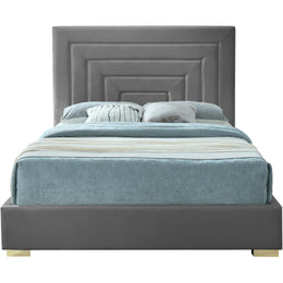 Meridian Nora Grey Velvet Queen Bed