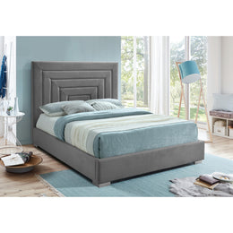 Meridian Nora Grey Velvet Queen Bed