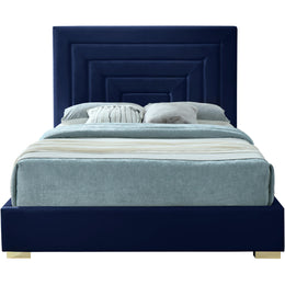 Meridian Nora Navy Velvet Queen Bed