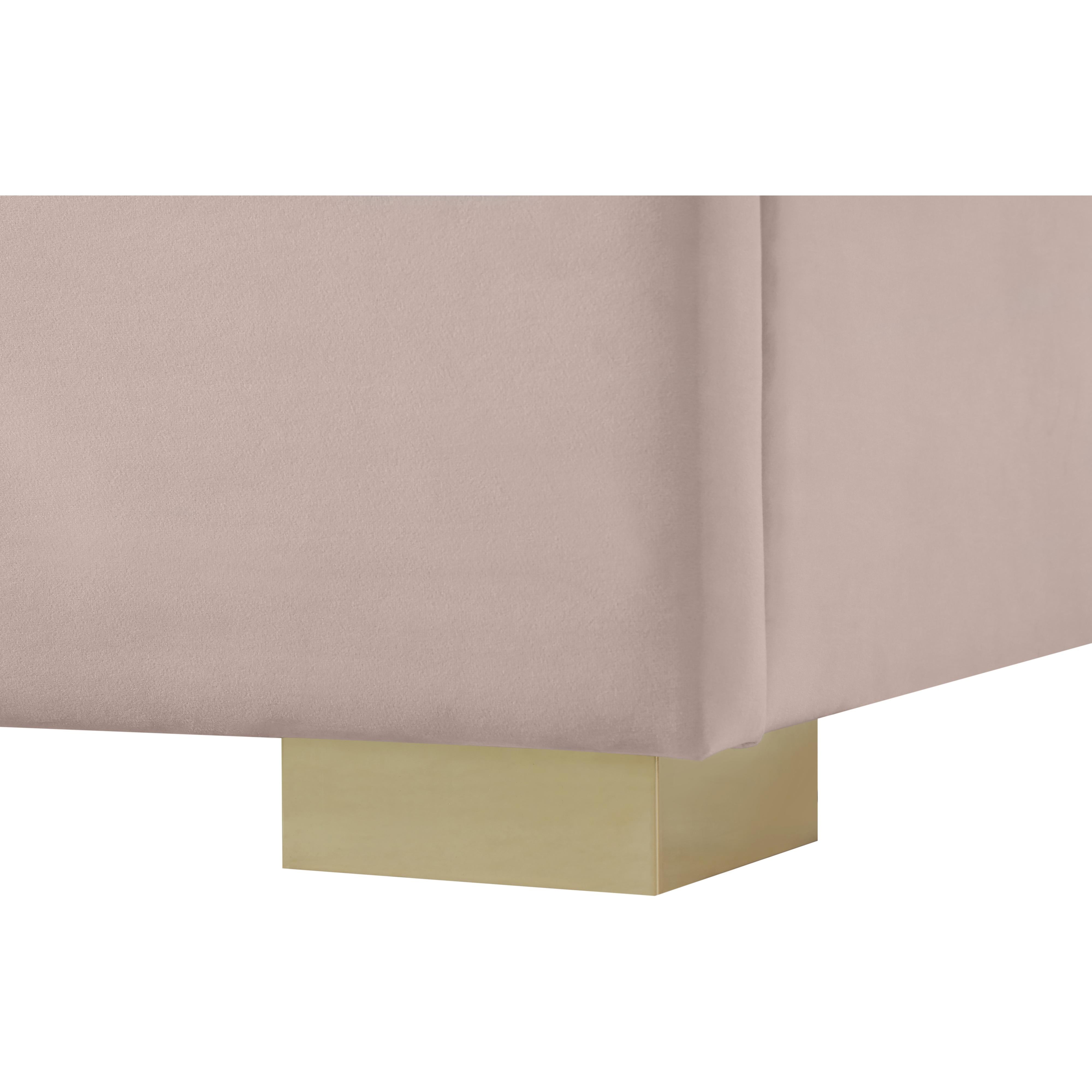 Meridian Nora Pink Velvet Queen Bed