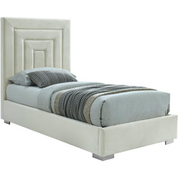 Meridian Nora Cream Velvet Twin Bed