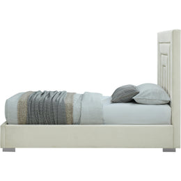 Meridian Nora Cream Velvet Twin Bed