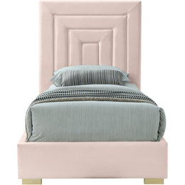 Meridian Nora Pink Velvet Twin Bed