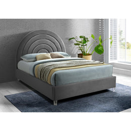 Meridian Rainbow Grey Velvet Full Bed