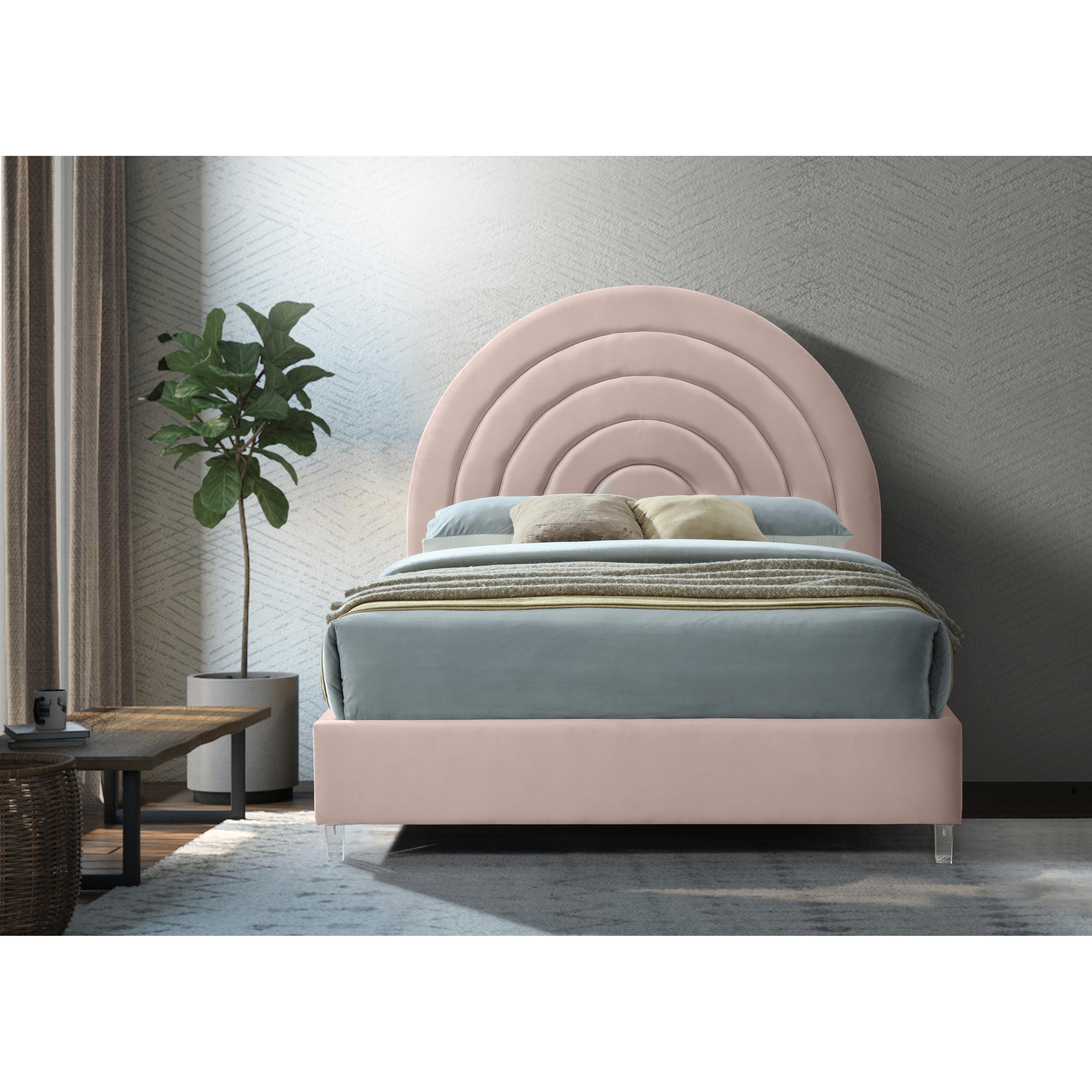 Meridian Rainbow Pink Velvet Full Bed