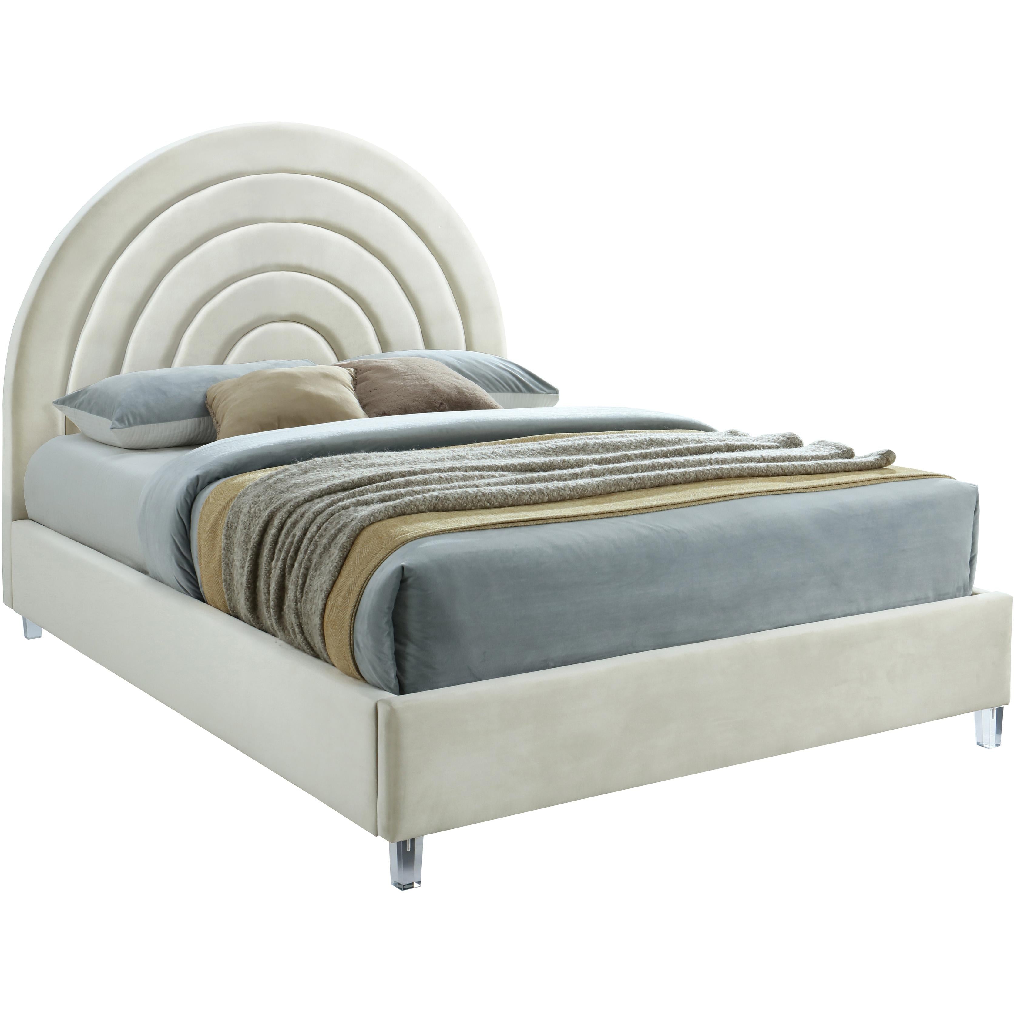 Meridian Rainbow Cream Velvet King Bed