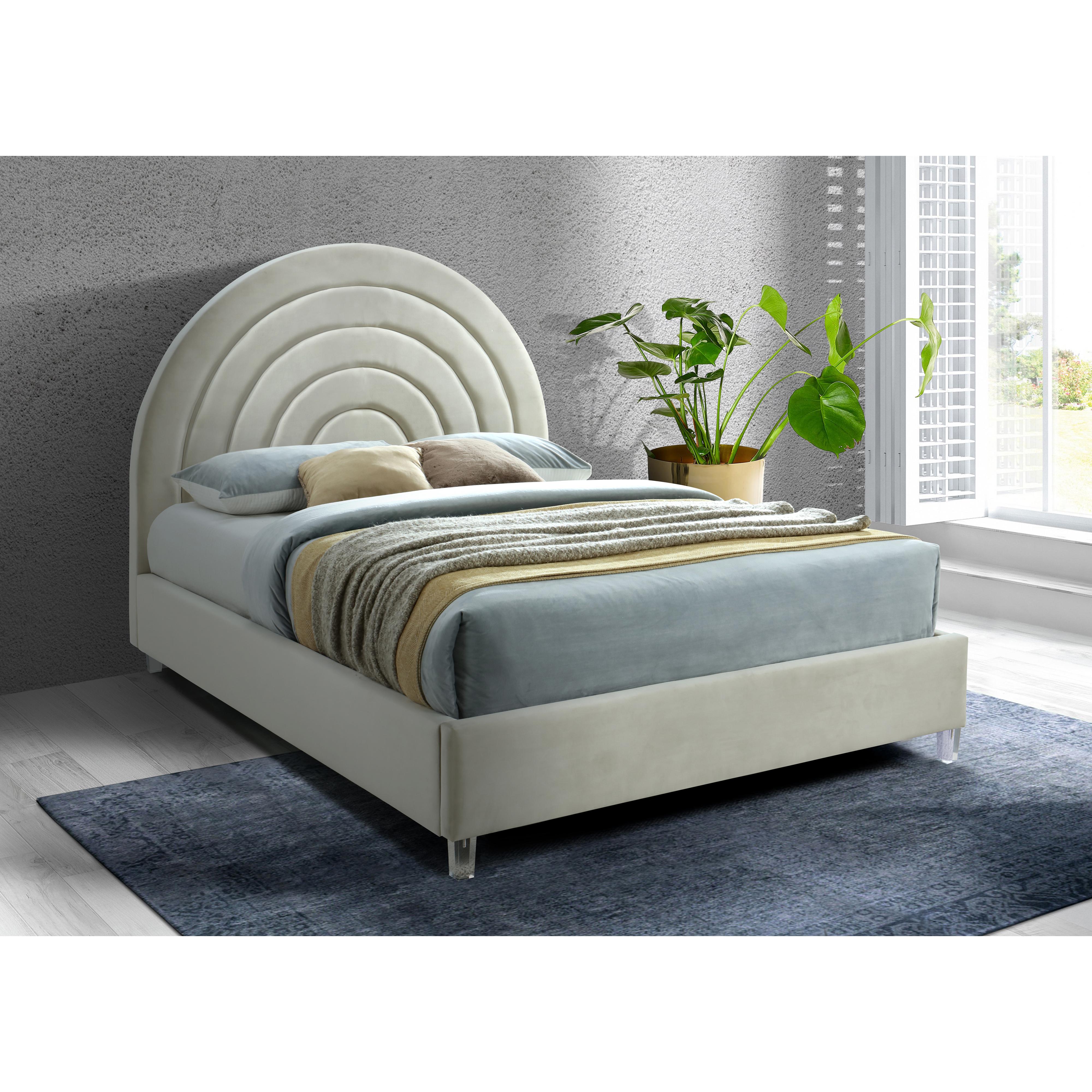 Meridian Rainbow Cream Velvet King Bed