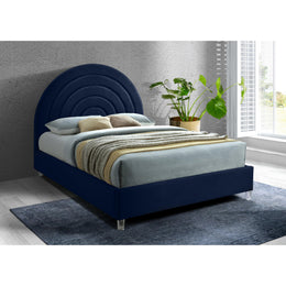 Meridian Rainbow Navy Velvet King Bed