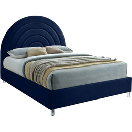 Meridian Rainbow Navy Velvet Queen Bed