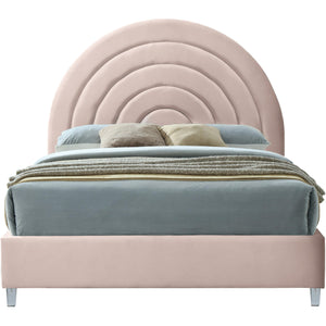 Meridian Rainbow Pink Velvet Queen Bed