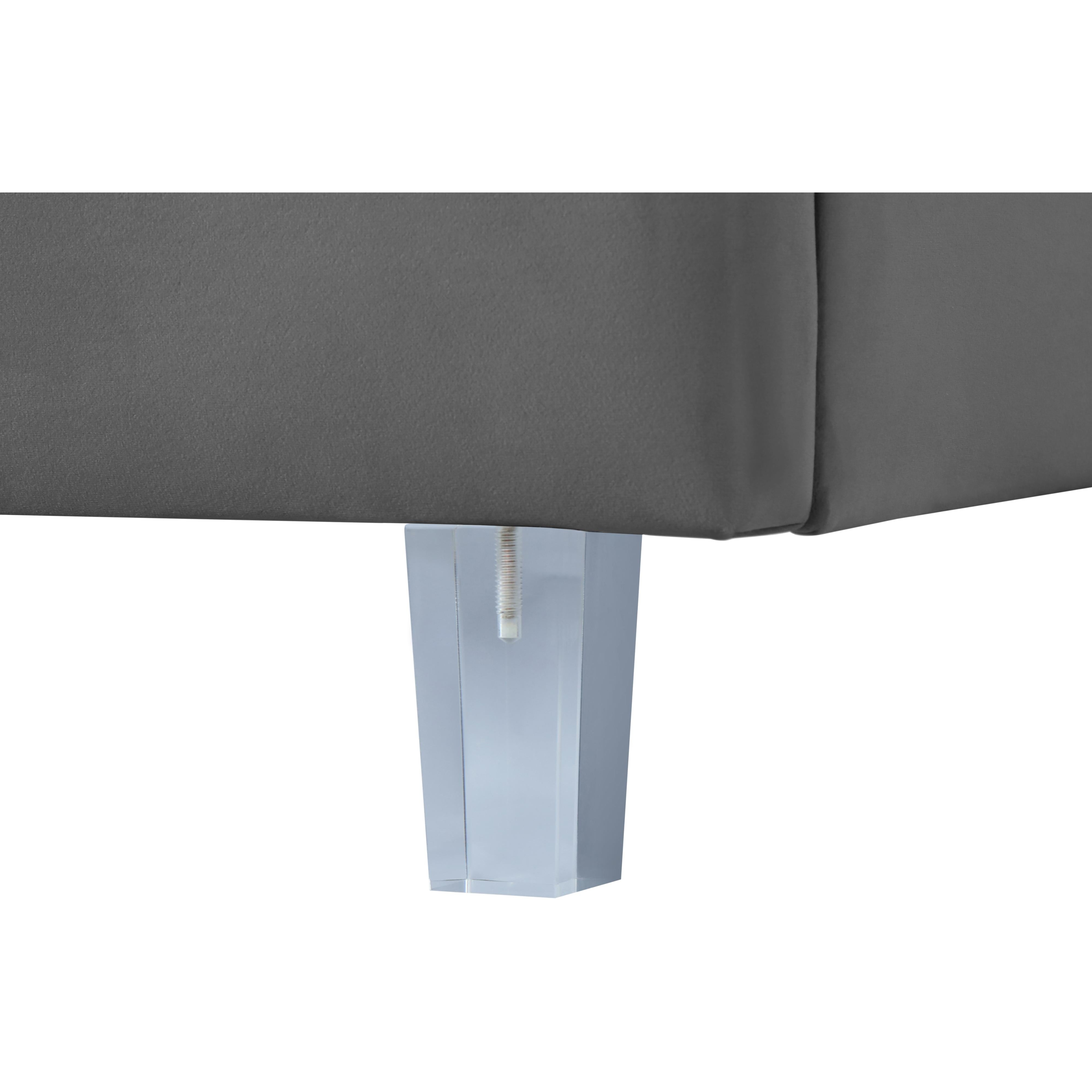 Meridian Rainbow Grey Velvet Twin Bed