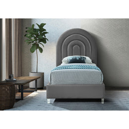 Meridian Rainbow Grey Velvet Twin Bed