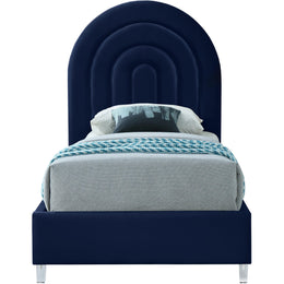 Meridian Rainbow Navy Velvet Twin Bed