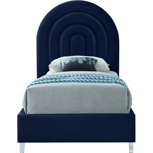 Meridian Rainbow Navy Velvet Twin Bed