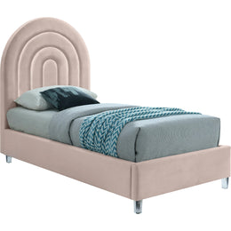 Meridian Rainbow Pink Velvet Twin Bed