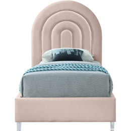 Meridian Rainbow Pink Velvet Twin Bed