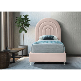 Meridian Rainbow Pink Velvet Twin Bed