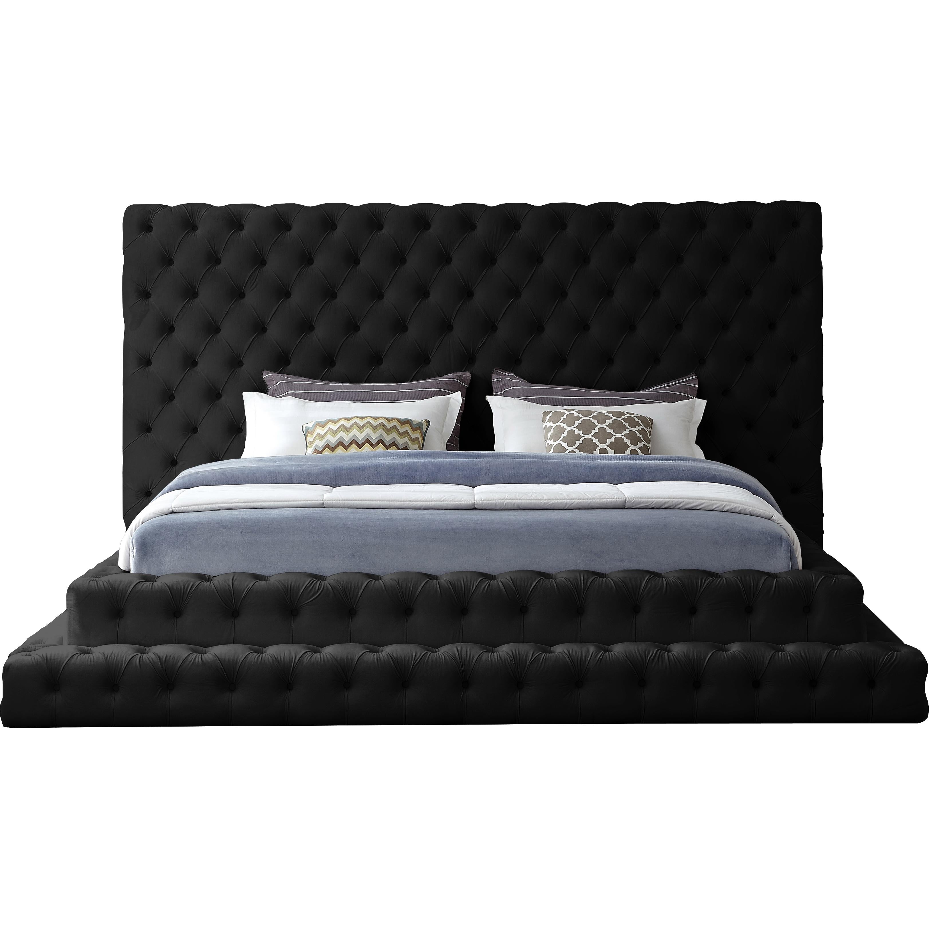 Meridian Revel Black Velvet King Bed (3 Boxes)