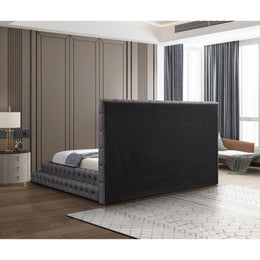 Meridian Revel Grey Velvet King Bed (3 Boxes)