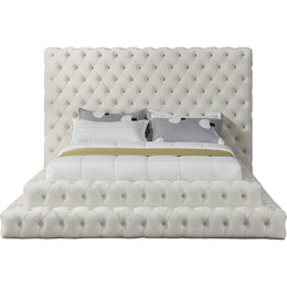 Meridian Revel Cream Velvet Queen Bed (3 Boxes)