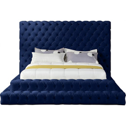 Meridian Revel Navy Velvet Queen Bed (3 Boxes)