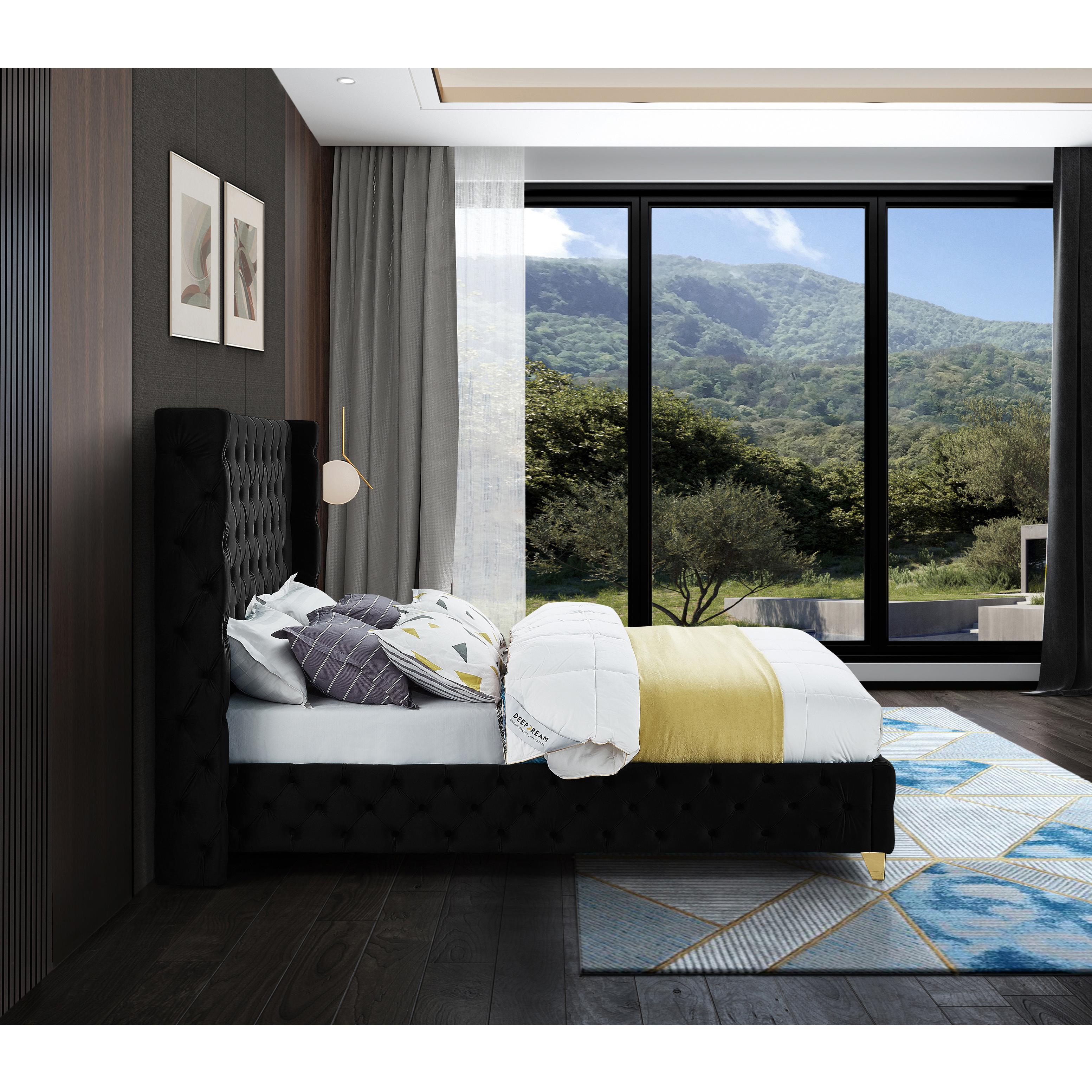 Meridian Savan Black Velvet King Bed